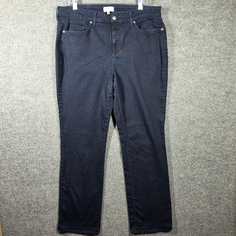 NYDJ Jeans Womens 14 Marilyn Straight Slim Leg Dark Indigo High Rise Stretch